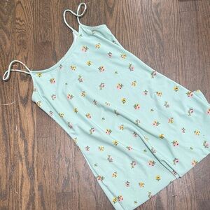 Mint Green Floral Spaghetti Strap Slip Dress